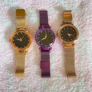 Stylish Gold and Purple Starry luxury Watches Set